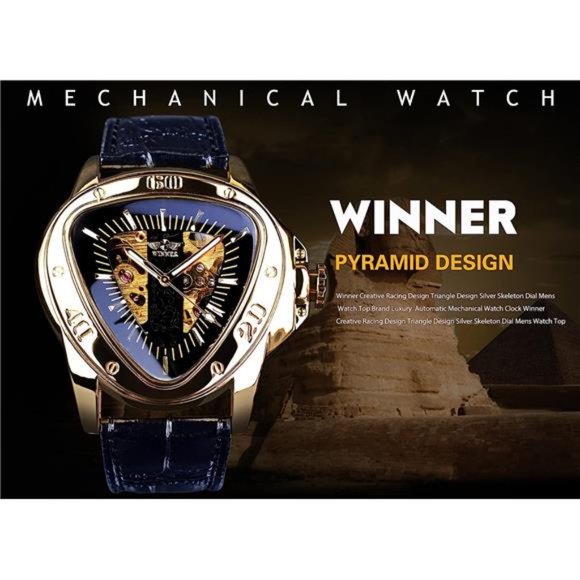 Fashion Mechanical WristWatch TriangleRacing Dial,Waterproof Golden SkeletonDial - Picture 4 of 6